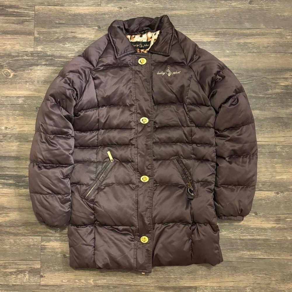 Vintage Y2K Brown Baby Phat Leopard Print Puffer Jacket
